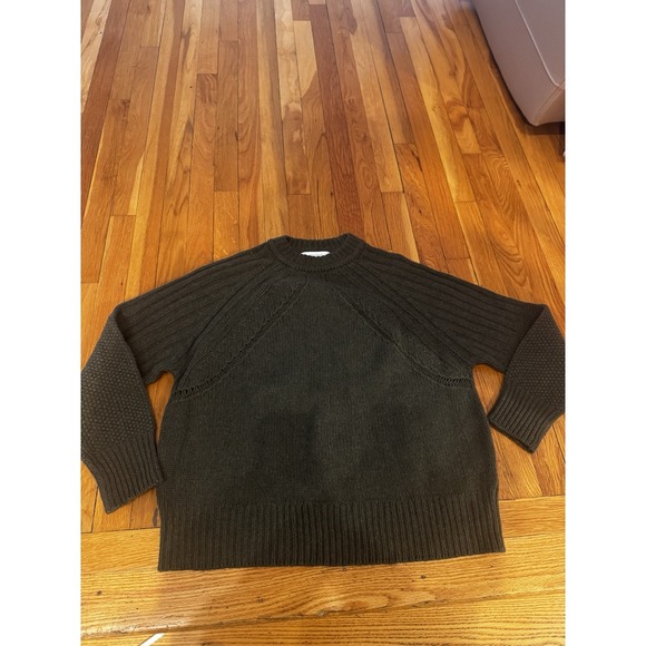 La Ligne Sweaters - La Ligne Green 100% Cashmere Crew Neck Sweater Chunky Knit Sz M Cozy